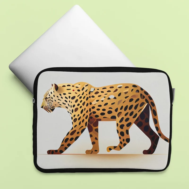 Cheetah Outline on White Laptop Sleeve
