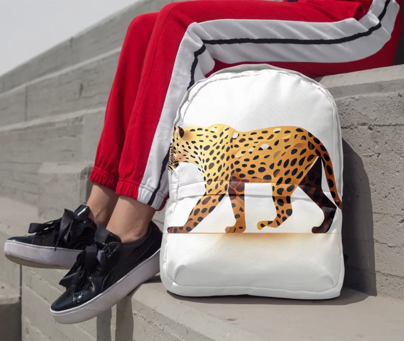 Cheetah Outline on White Minimalist Backpack 1