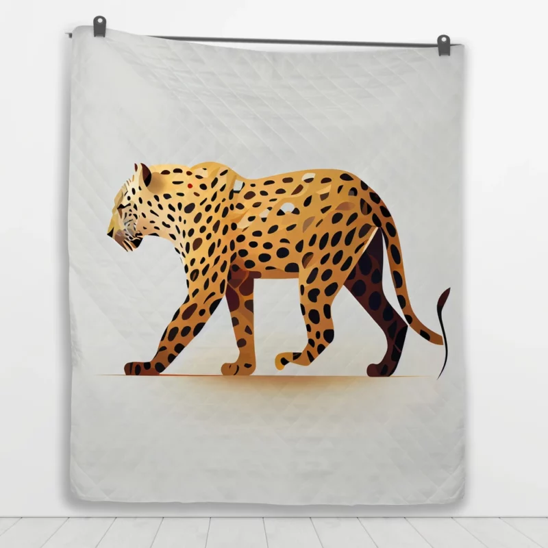 Cheetah Outline on White Quilt Blanket 1