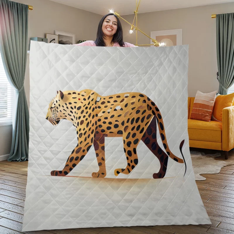 Cheetah Outline on White Quilt Blanket