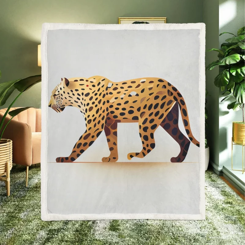 Cheetah Outline on White Sherpa Fleece Blanket