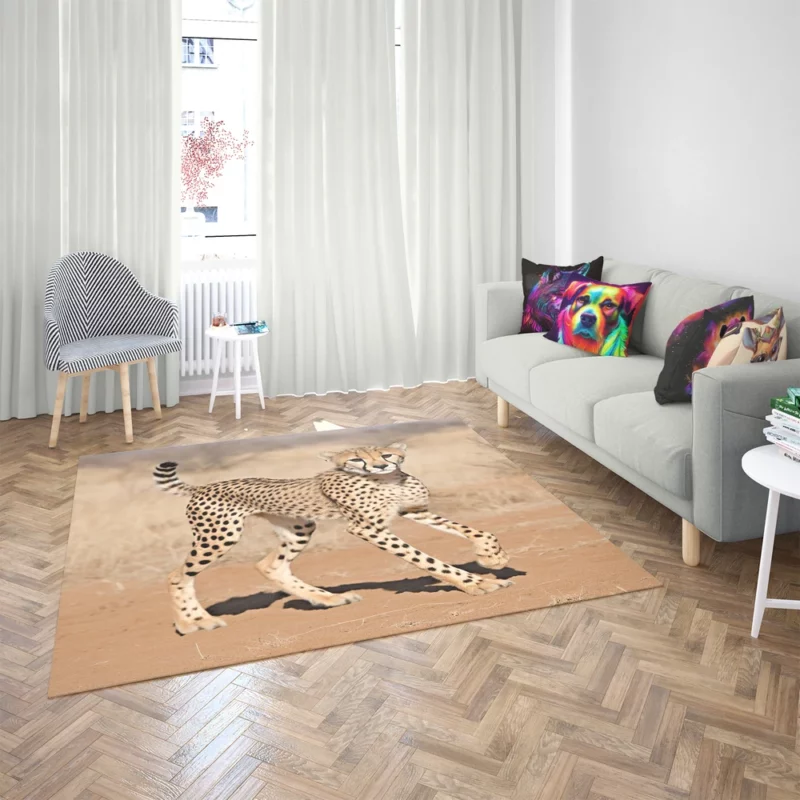 Cheetah Running Artwork Rug 2