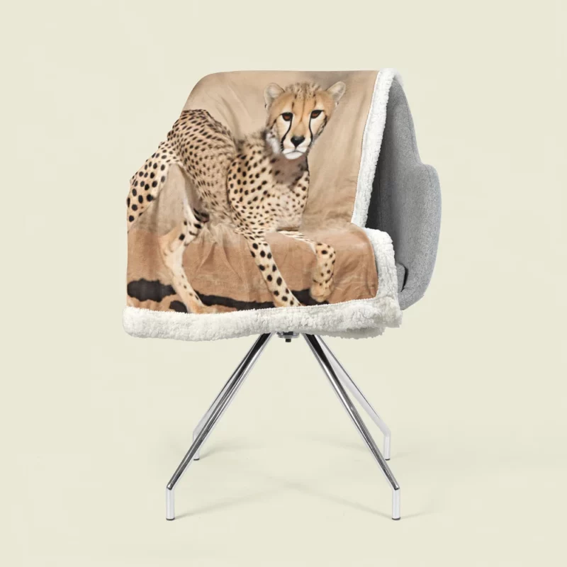 Cheetah Running Artwork Sherpa Fleece Blanket 1