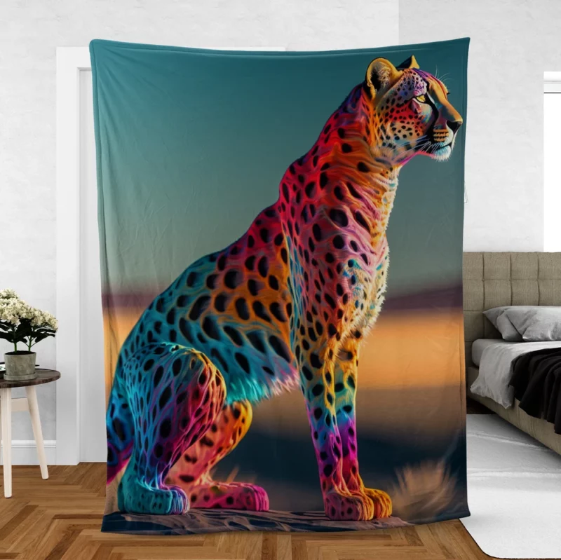 Cheetah Sitting in the Desert Fleece Blanket