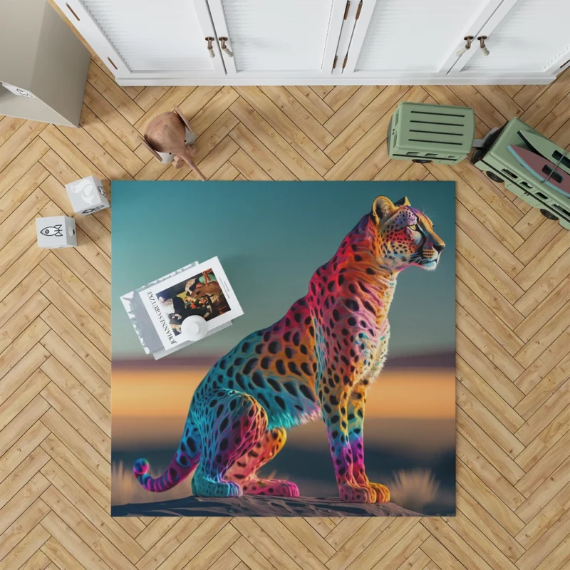 Cheetah Sitting in the Desert Rug