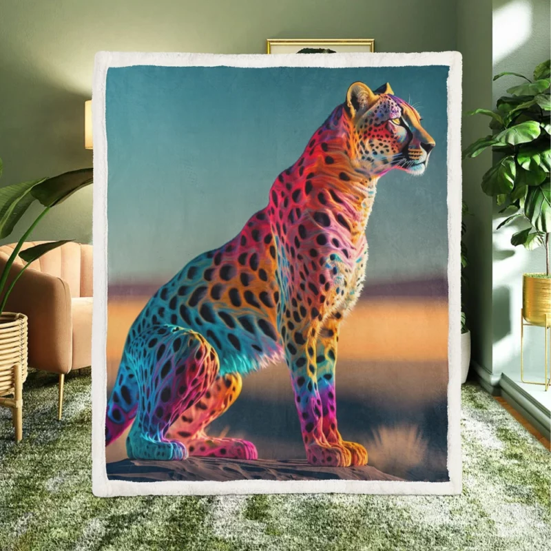 Cheetah Sitting in the Desert Sherpa Fleece Blanket