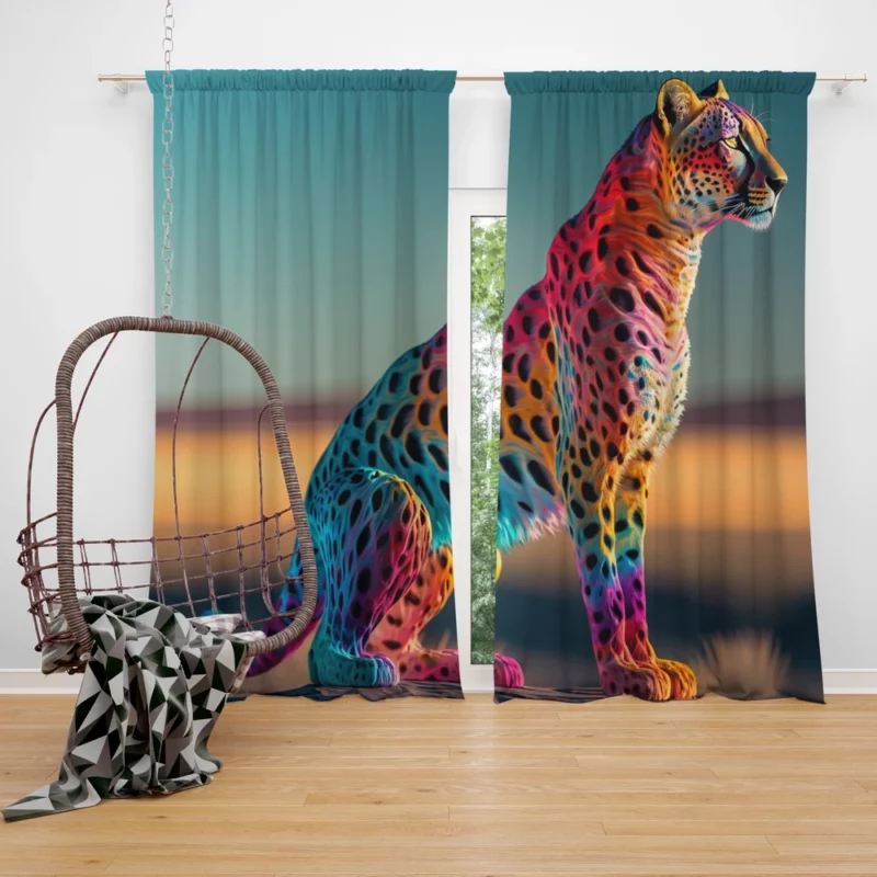 Cheetah Sitting in the Desert Window Curtain