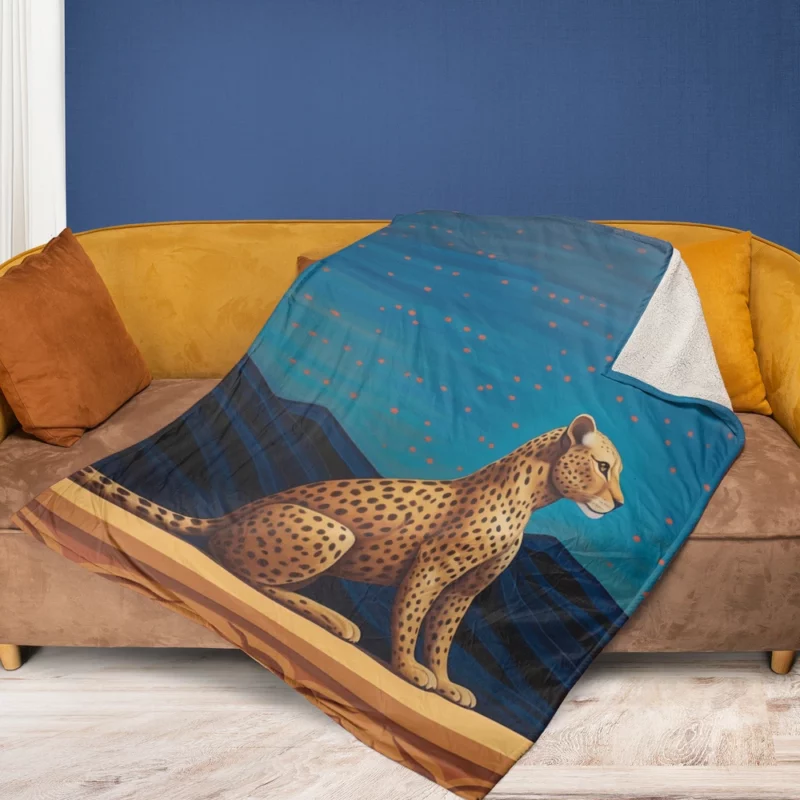 Cheetah Sitting on Ledge Fleece Blanket 1
