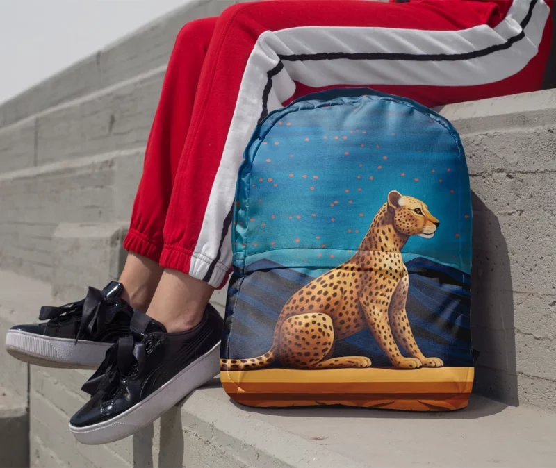 Cheetah Sitting on Ledge Minimalist Backpack 1