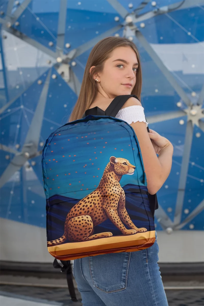 Cheetah Sitting on Ledge Minimalist Backpack 2