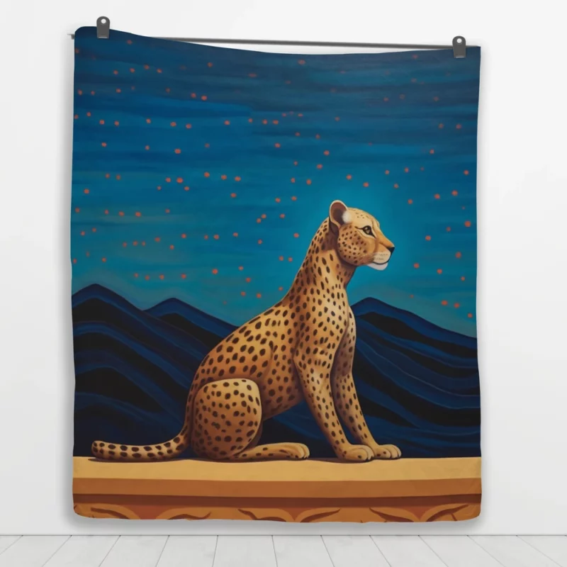 Cheetah Sitting on Ledge Quilt Blanket 1