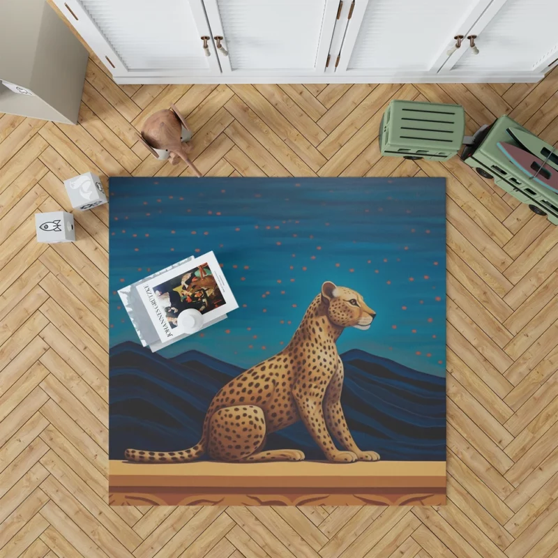 Cheetah Sitting on Ledge Rug