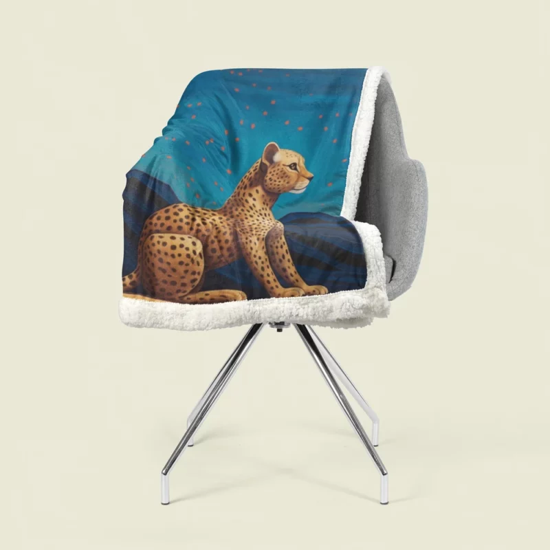 Cheetah Sitting on Ledge Sherpa Fleece Blanket 1