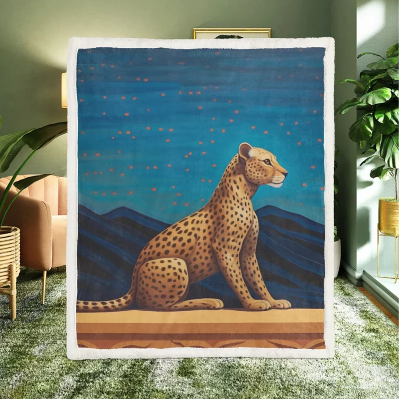 Cheetah Sitting on Ledge Sherpa Fleece Blanket