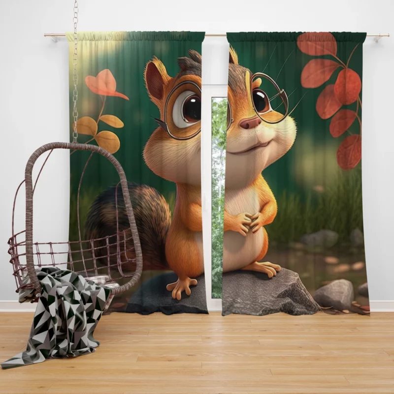 Chester Chipmunk in Disneys Encanto Style Window Curtain