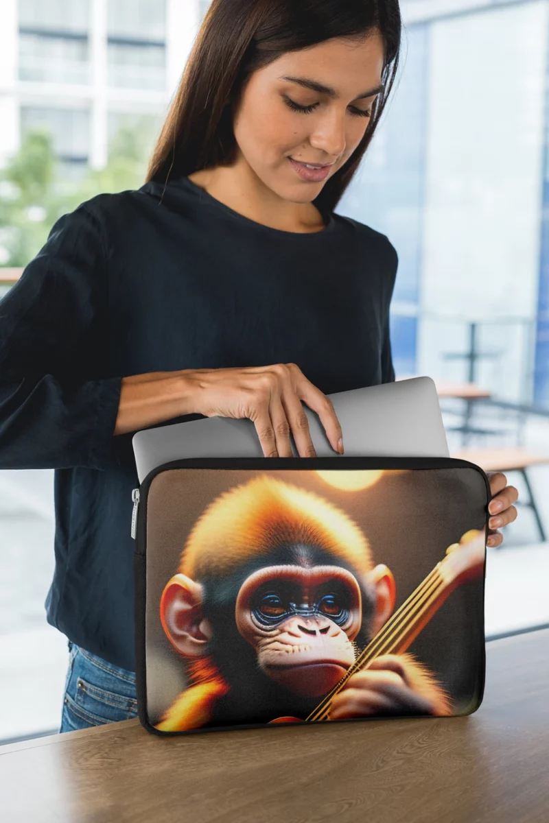 Chimpanzee Playing Guitar Laptop Sleeve 1