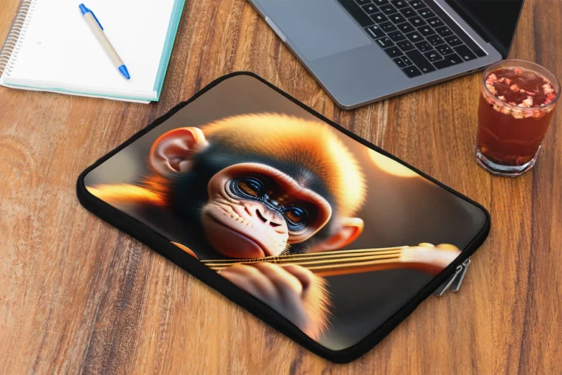 Chimpanzee Playing Guitar Laptop Sleeve 2