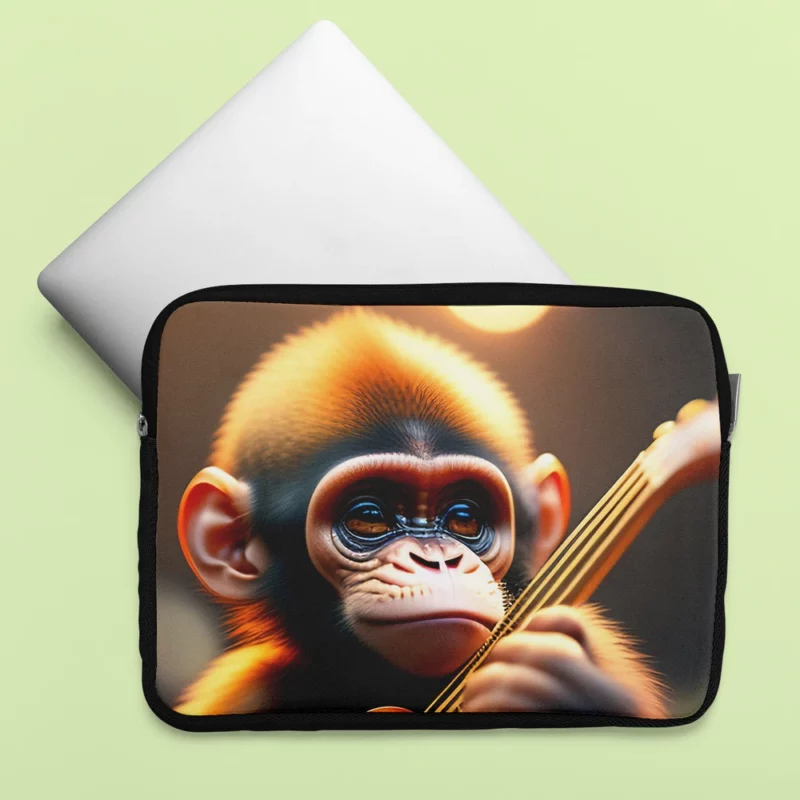 Chimpanzee Playing Guitar Laptop Sleeve