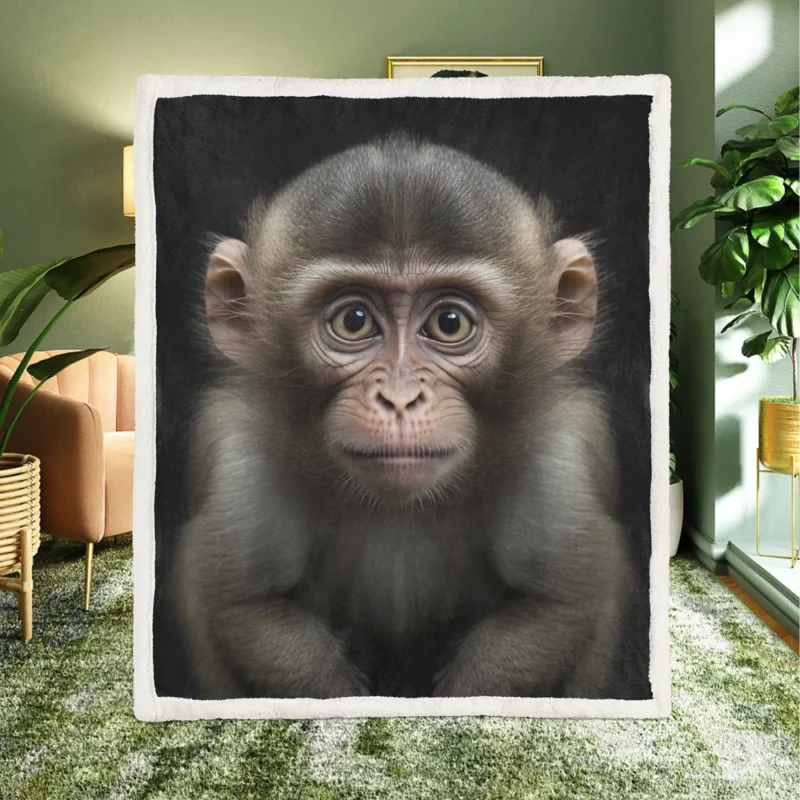 Chimpanzee Portrait Sherpa Fleece Blanket