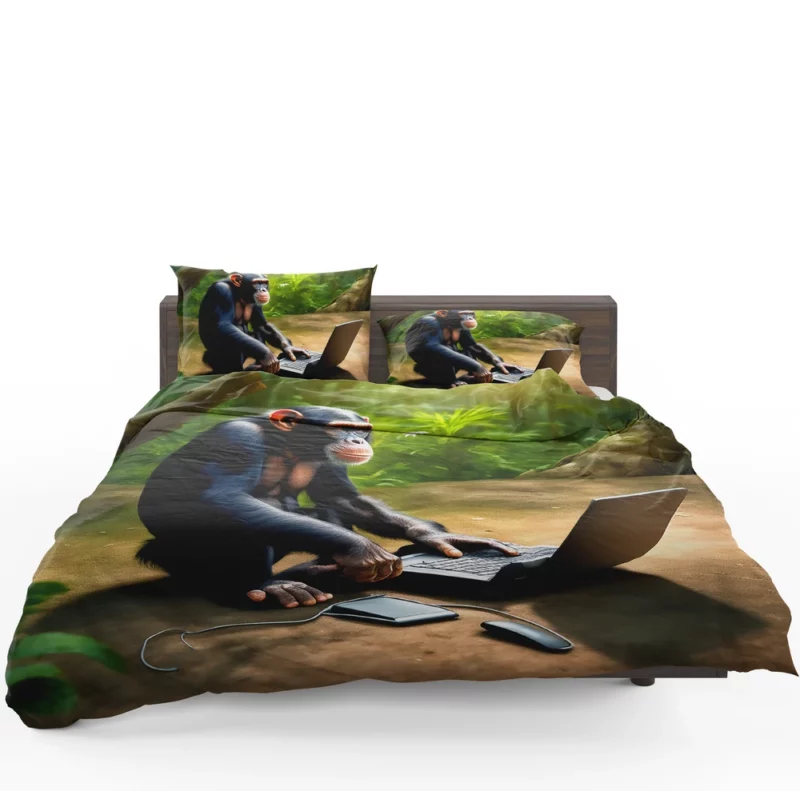 Chimpanzee With Computer Bedding Set 1