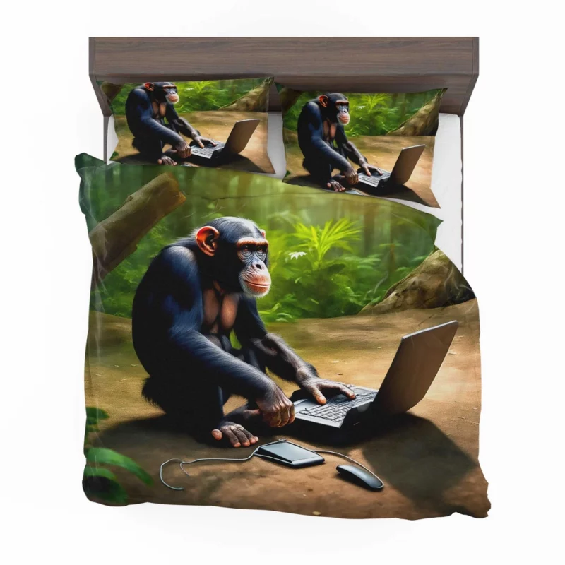 Chimpanzee With Computer Bedding Set 2