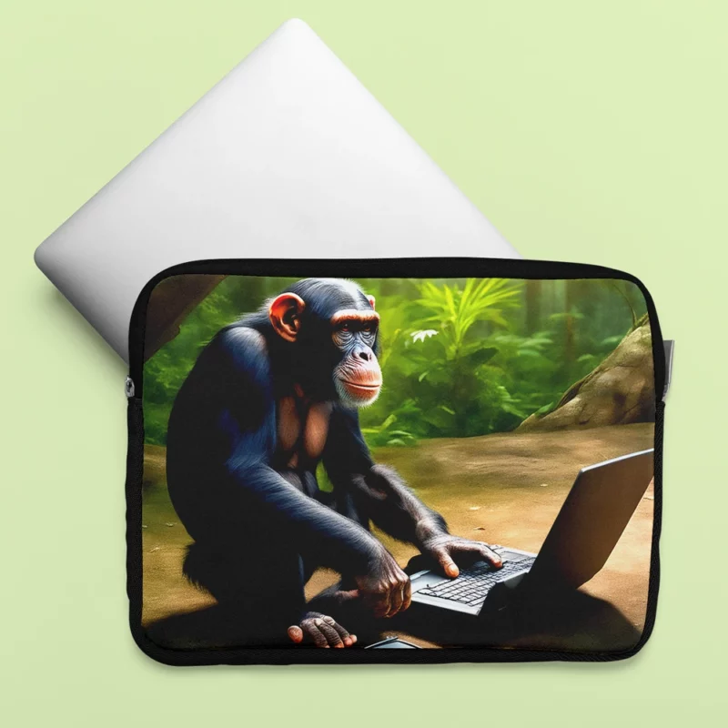 Chimpanzee With Computer Laptop Sleeve