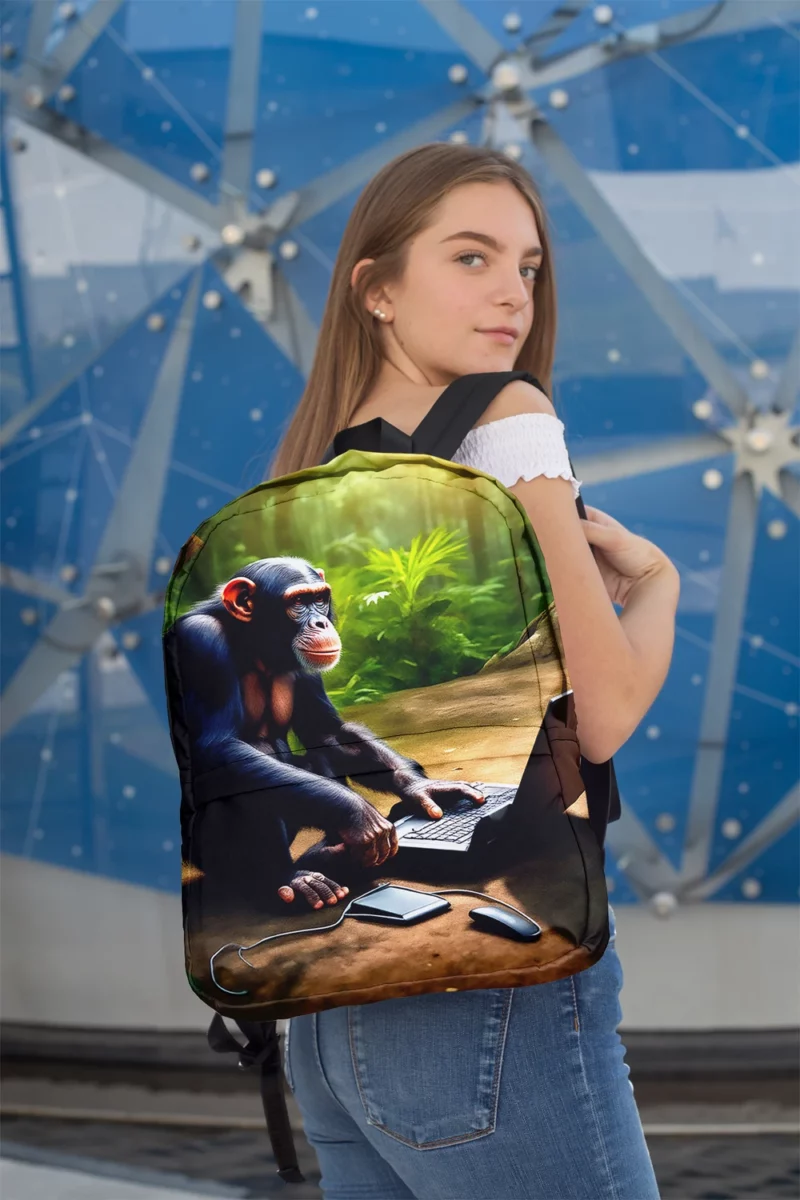 Chimpanzee With Computer Minimalist Backpack 2