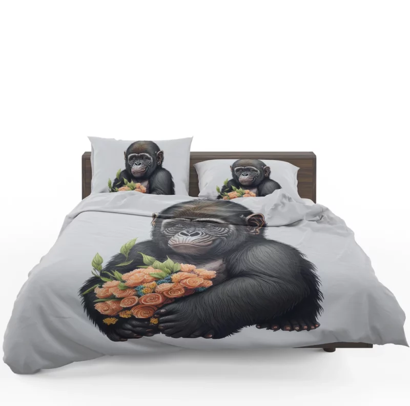 Chimpanzee With Flowers Bedding Set 1