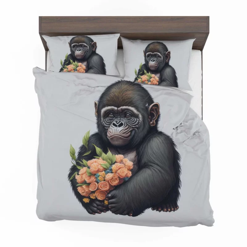 Chimpanzee With Flowers Bedding Set 2