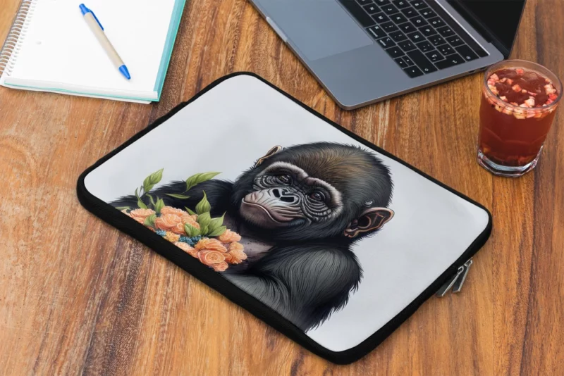 Chimpanzee With Flowers Laptop Sleeve 2