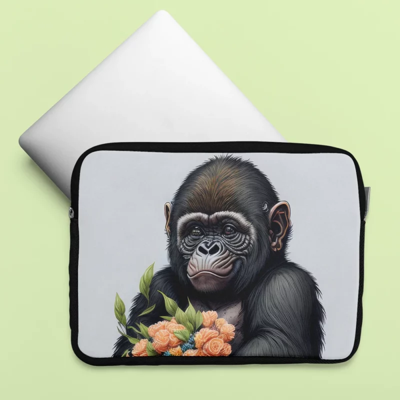 Chimpanzee With Flowers Laptop Sleeve