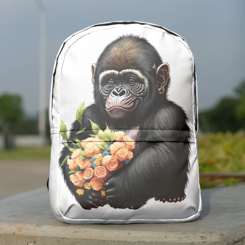 Chimpanzee With Flowers Minimalist Backpack