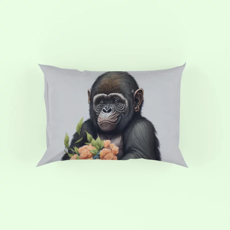 Chimpanzee With Flowers Pillow Case