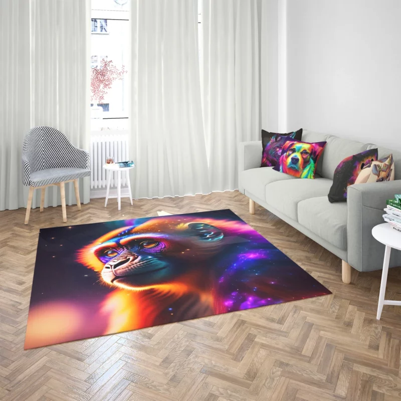 Chimpanzee With Neon Sign Rug 2