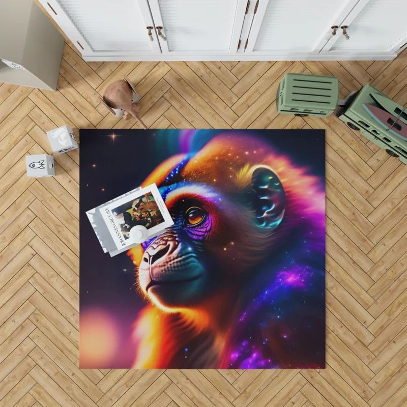 Chimpanzee With Neon Sign Rug