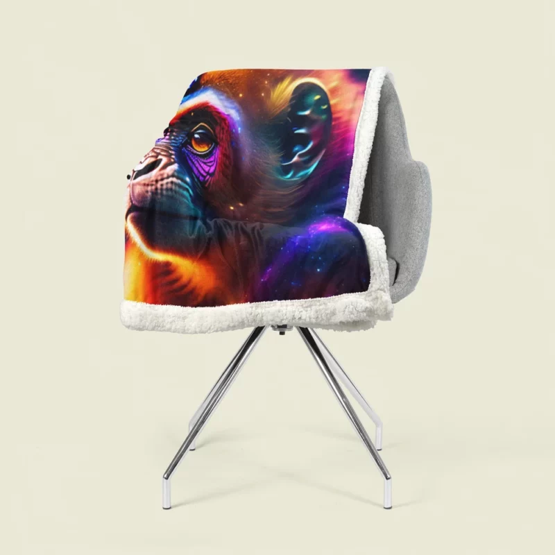 Chimpanzee With Neon Sign Sherpa Fleece Blanket 1