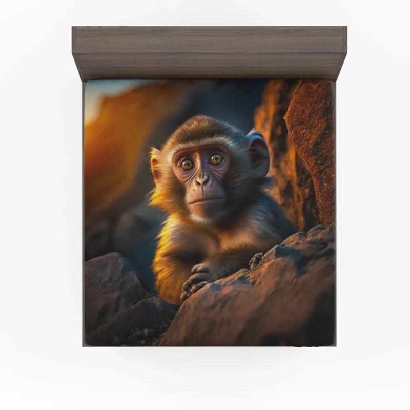 Chimpanzee at Sunset Fitted Sheet