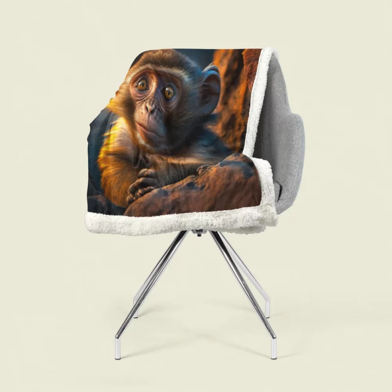 Chimpanzee at Sunset Sherpa Fleece Blanket 1