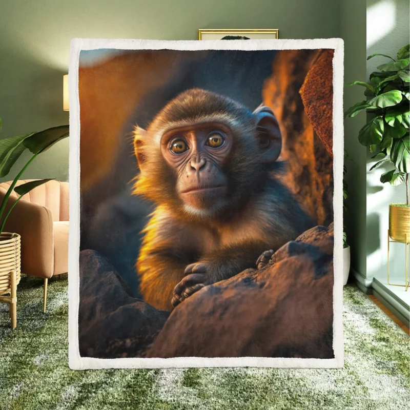 Chimpanzee at Sunset Sherpa Fleece Blanket