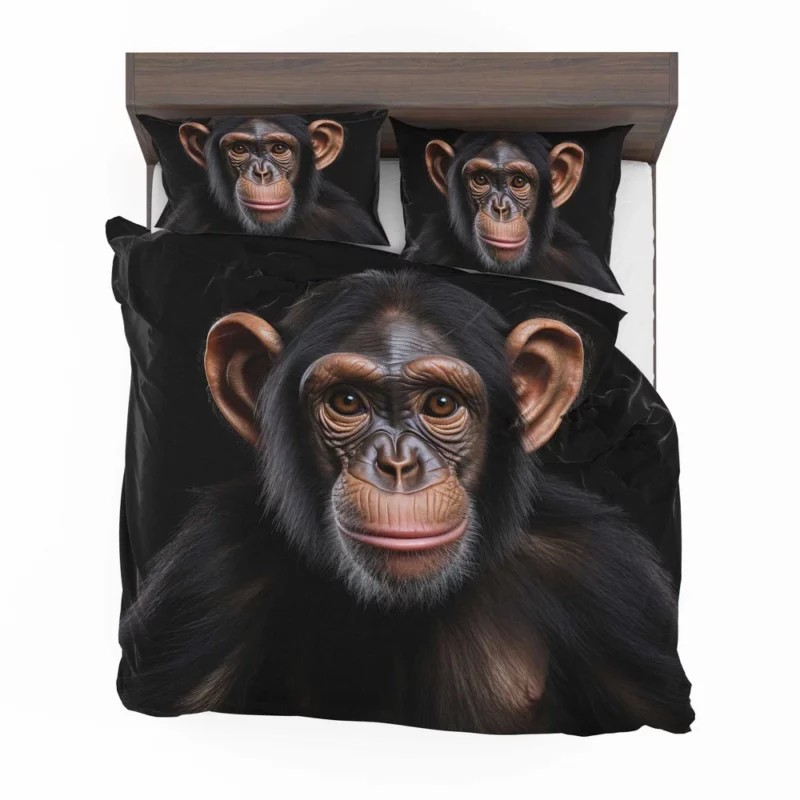 Chimpanzee on Black Background Bedding Set 2