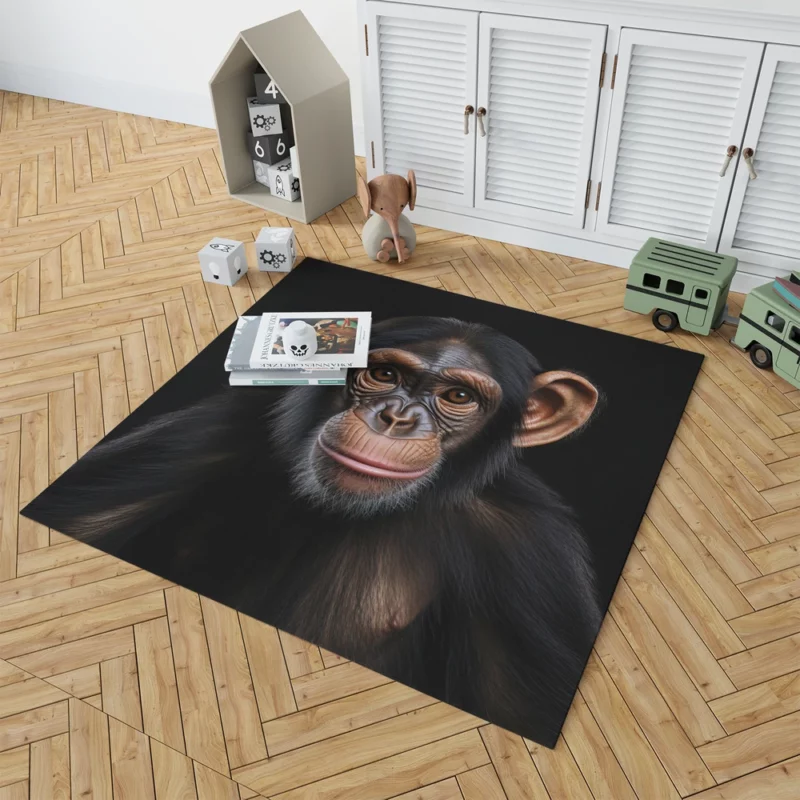 Chimpanzee on Black Background Rug 1