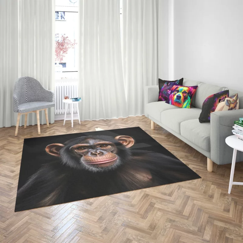 Chimpanzee on Black Background Rug 2