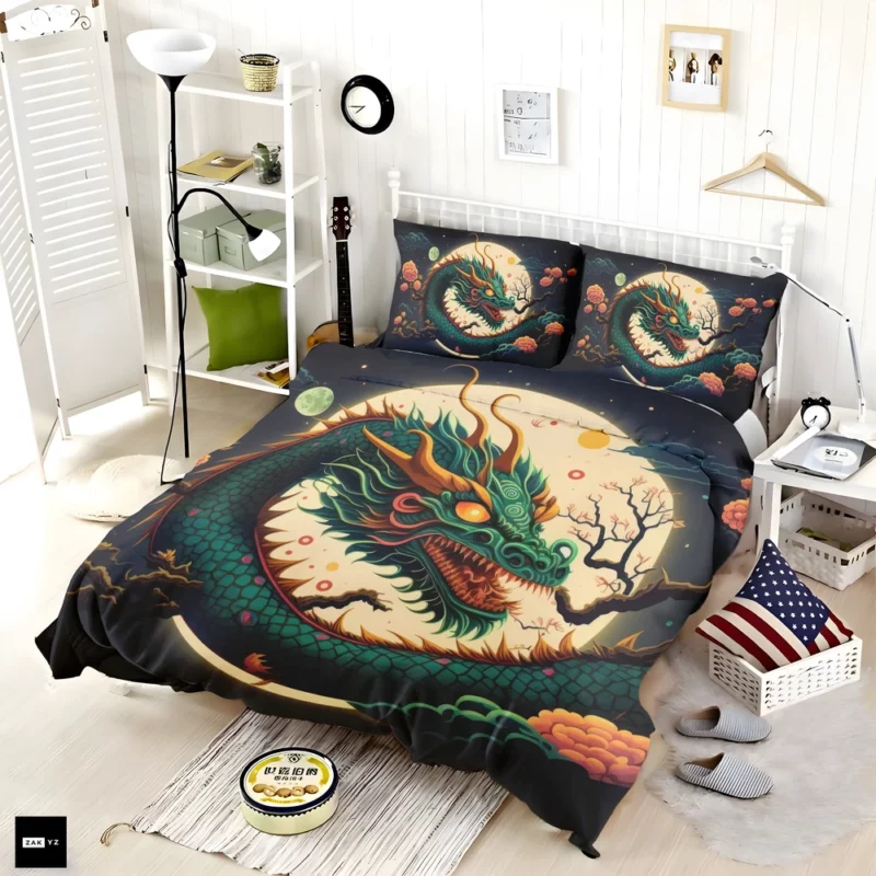 Chinese Dragon Illustration Bedding Set