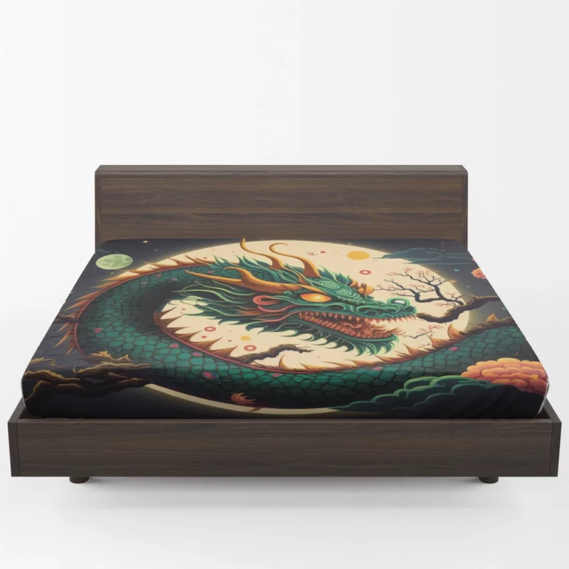 Chinese Dragon Illustration Fitted Sheet 1