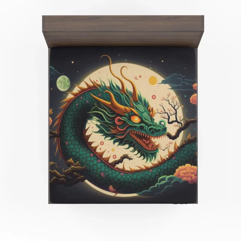 Chinese Dragon Illustration Fitted Sheet