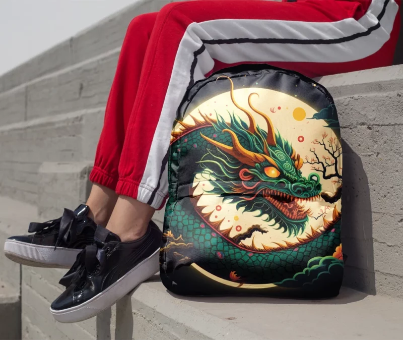 Chinese Dragon Illustration Minimalist Backpack 1