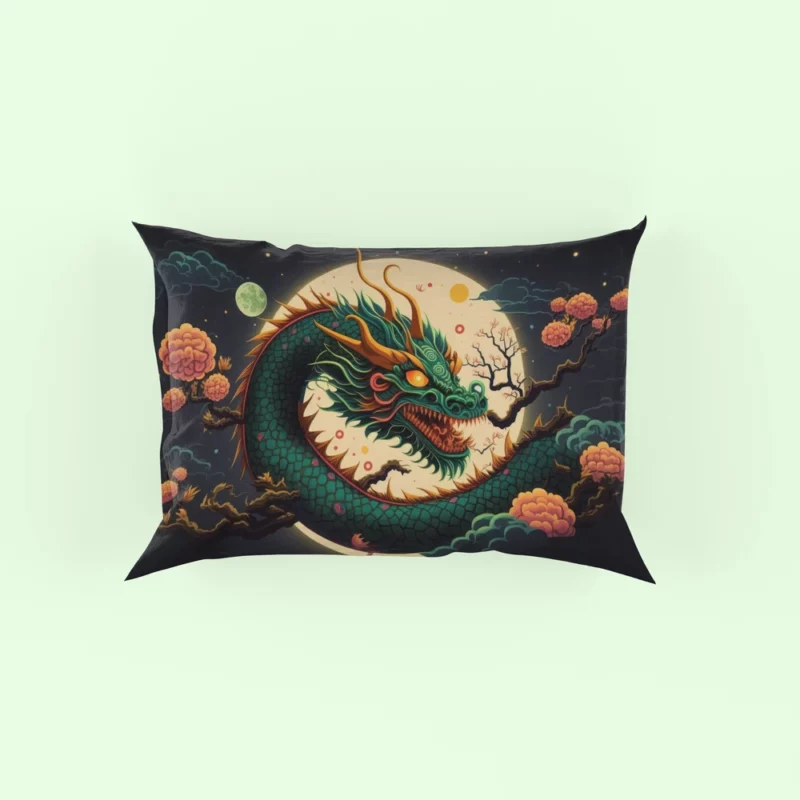 Chinese Dragon Illustration Pillow Case