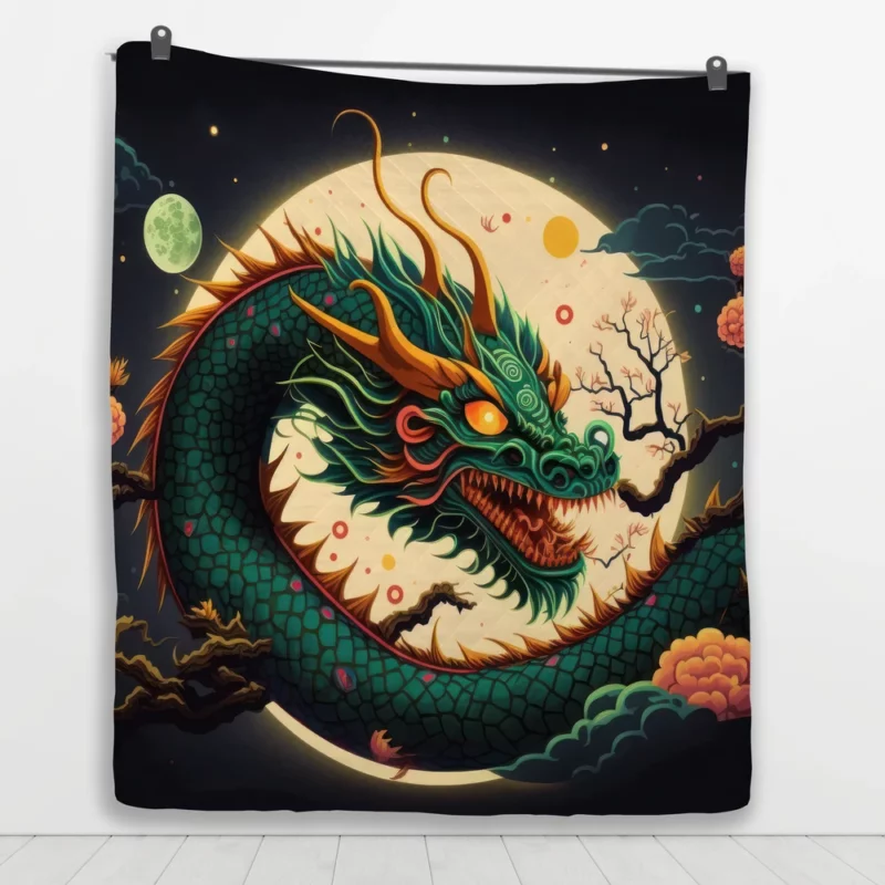 Chinese Dragon Illustration Quilt Blanket 1