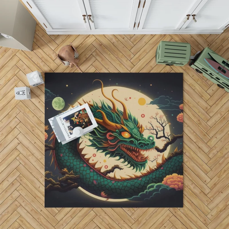 Chinese Dragon Illustration Rug