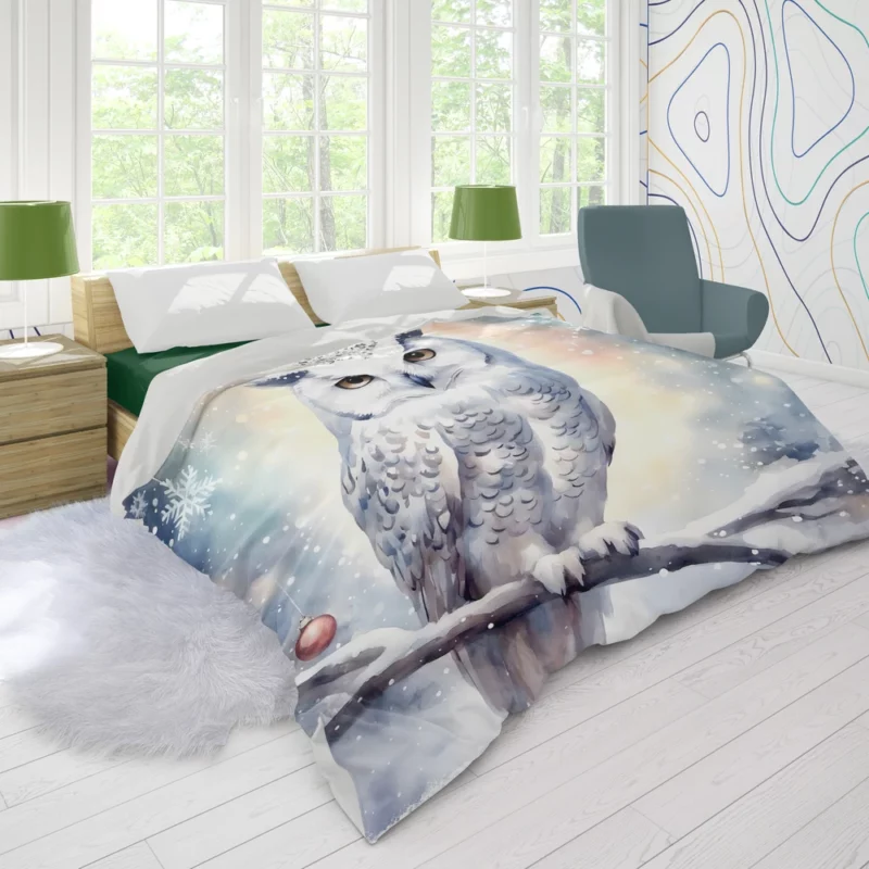 Christmas Snowy Owl Duvet Cover